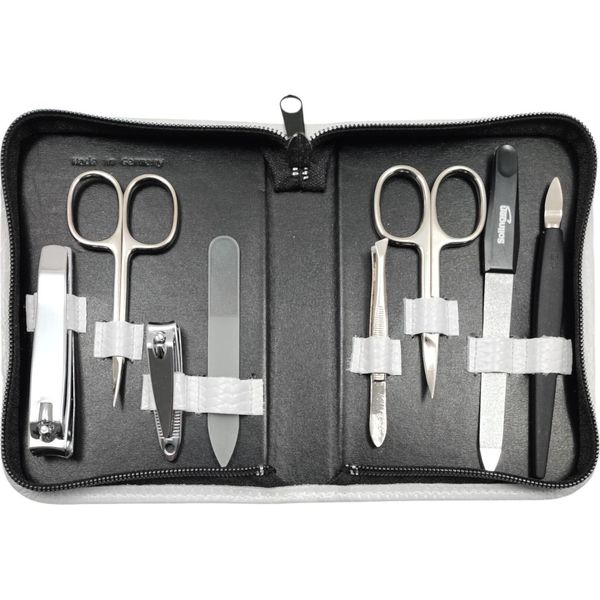 Set Manicure 8 Pezzi Custodia In Vera Pelle - Strumenti Solingen - Germany Bianco-image