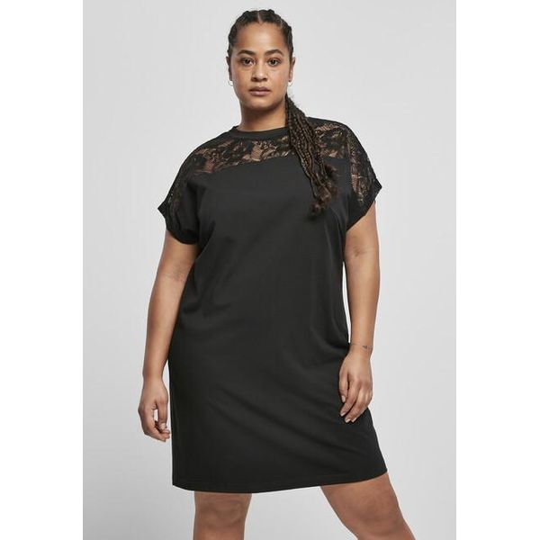T-Shirt Da Donna Urban Classics Ladies Lace Tee Dress Nero - Xs-image