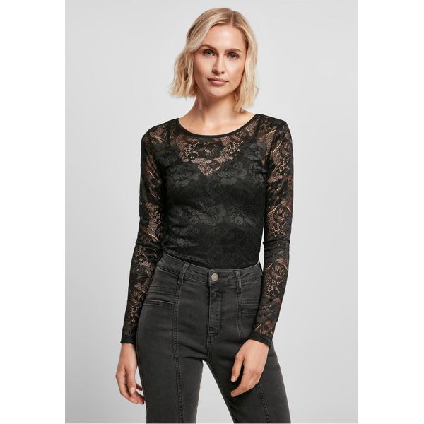 DáMské Body Urban Classics Ladies Lace Longsleeve Body Nero - Xs-image