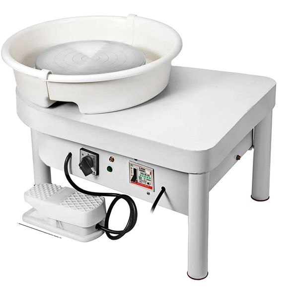 Ruota Da Vasaio, Disco Di 25 Cm Di Diametro, Pedale Rimovibile, Bianco Crema-image