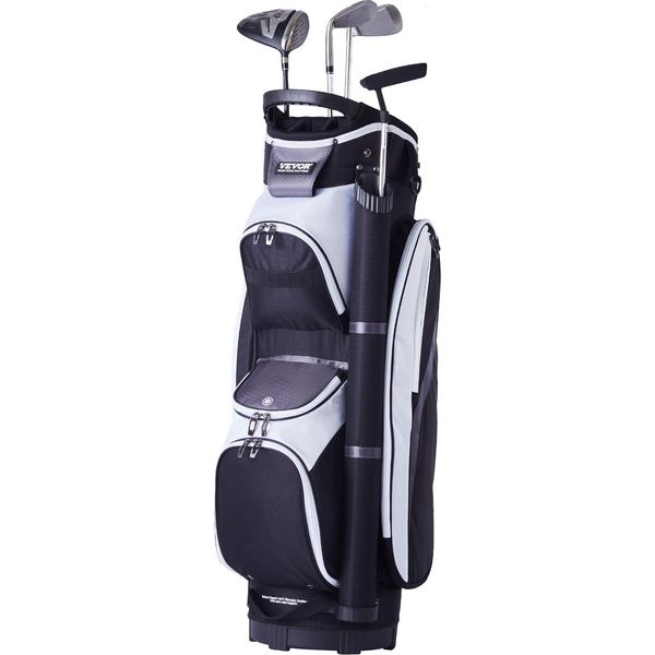Borsa Da Golf Vevor Con Divisorio Organizzatore Superiore A 14 Vie, Borsa Da Golf In Nylon Premium Da 36 Pollici Con Tasche Multiple, Borse Da Golf Resistenti Con Manici, Copertura Antipolvere E Cinghie Rimovibili Per Uomini E Donne, Design A Blocchi Di Colore Nero-image