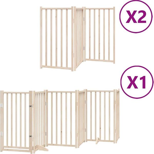 Vidaxl Cancello Per Cani A 12 Pezzi Con Porta Pieghevole 600 Cm In Legno Di Pioppo-image