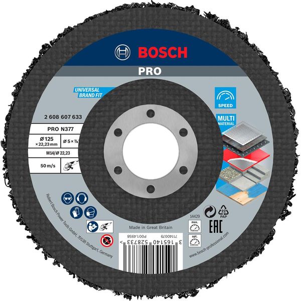 Bosch Pro N377 Disco Per La Pulizia Di Più Materiali 125 Mm 22,23 Mm - 2608607633-image