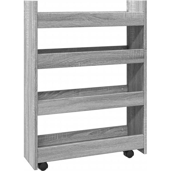 Vidaxl Carrello Portaoggetti Stretto A 4 Ripiani In Legno Grigio Sonoma-image