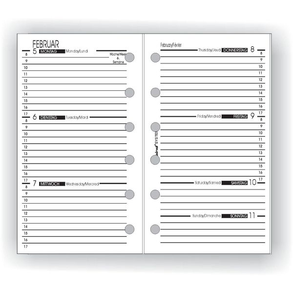 Bind® 570226 Calendario Settimanale Di Ricambio - A7, 1 Settimana / 2 Pagine-image