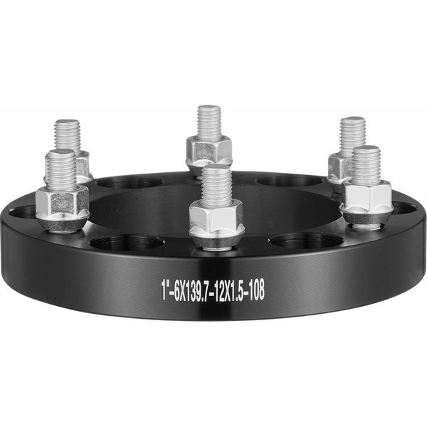 Succebuy Distanziali Ruota 1" 6X5,5"", 6 Perni Ruota Forgiati, Perni M12X1,5 Centrati Sul Mozzo, Foro 108 Mm, Adatti Per Toyota, Lexus, Chevrolet, Honda, Hummer, 4 Pezzi, Nero"-image