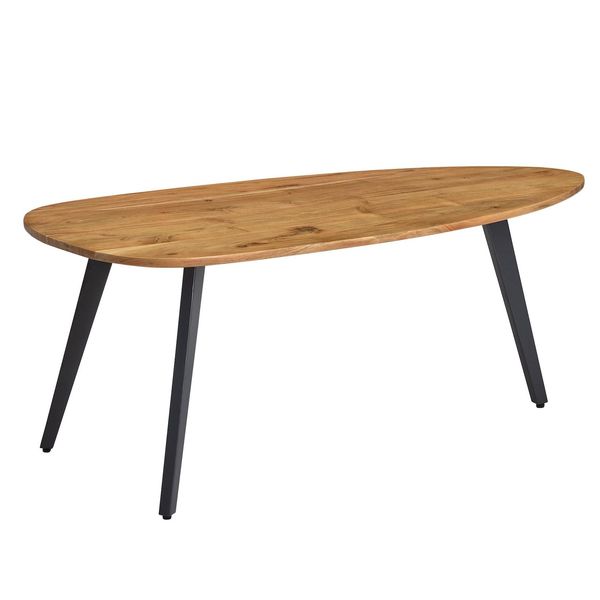 Kadima Design Couchtisch Akazie, Massivholz, Moderne Nierenform, Stabile Metallbeine-image