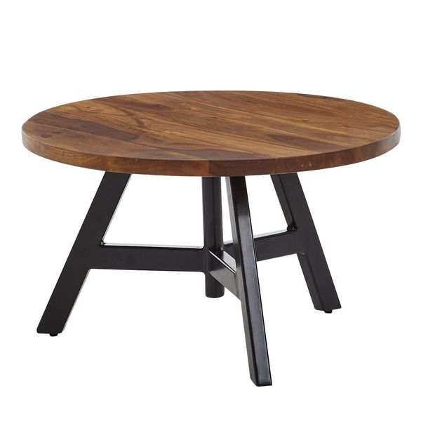 Kadima Design Massivholz Couchtisch, Sheesham Holz, Metallgestell, 60X60X35 Cm-image