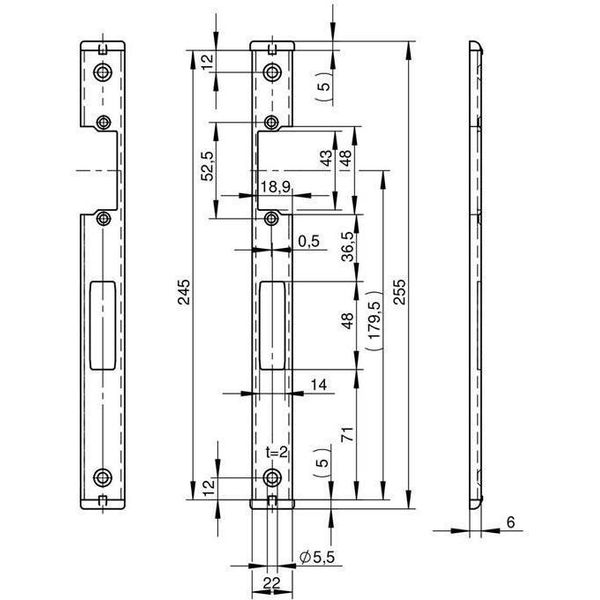 Frontale Wilka Scrocco E Catenaccio A U, A Sinistra, 245 X 24 X 6 Mm, Acciaio Inox-image
