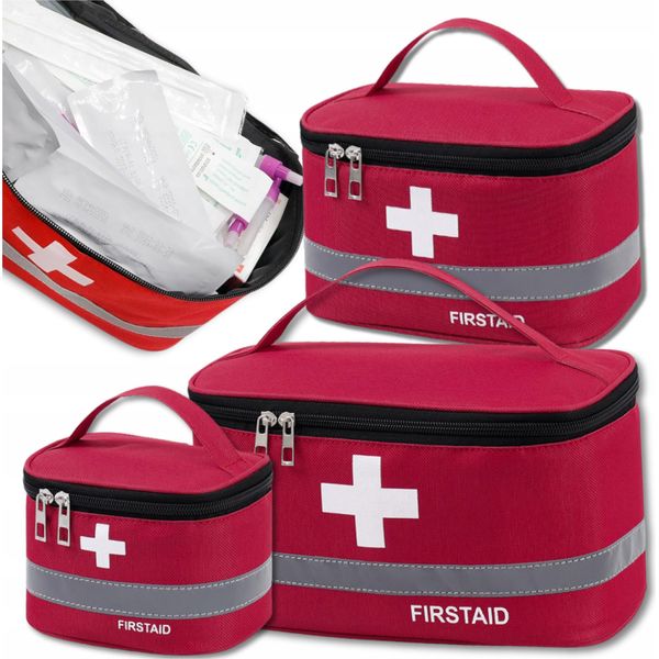 Edibazzar | Set Di Pronto Soccorso 3 Pezzi Kit Medico Da Viaggio Rosso Set Maniglia-image