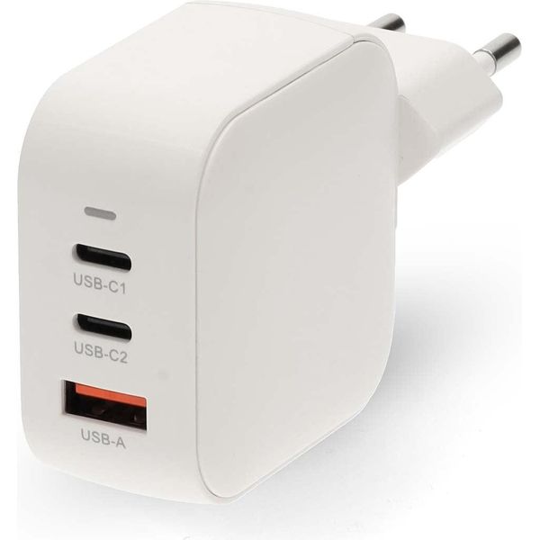 Caricabatterie Da Muro | 70 W | Gan | PD3.0 | Funzione Di Ricarica Rapida | 1,5 / 2,25 / 2,5 / 3,0 / 3,5 A | Numero Di Uscite: 3 | USB-A / 2X USB-C™ | Selezione Automatica Della Tensione | Bianco-image