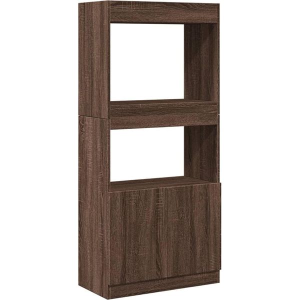 Credenza Aspetto Rovere Marrone 63X33X140 Cm Materiale A Base Di Legno-image
