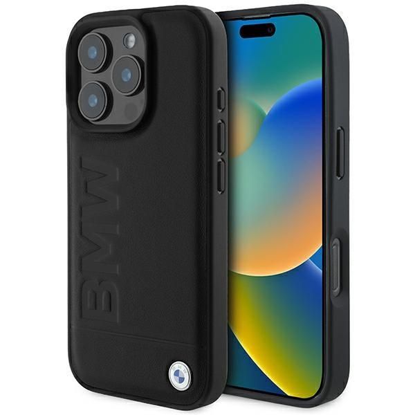 Bmw Bmhmp16Lsllbk Iphone 16 Pro 6.3Czarny/Nero Custodia Rigida In Pelle Con Timbro A Caldo Magsafe-image