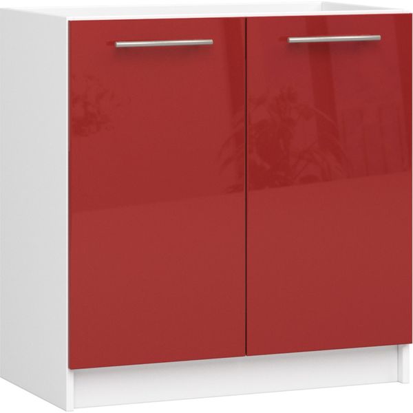 Armadio Da Cucina Sotto Il Lavello 80 Cm Bianco E Rosso Lucido Oliwia S-image