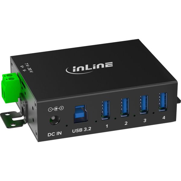 Inline® Hub Industriale Usb 3.2 Gen.1, 4 Porte, Alluminio, Con Alimentatore-image