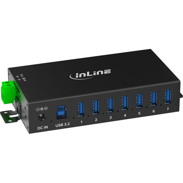 Inline® Hub Industriale Usb 3.2 Gen.1, 7 Porte, Alluminio, Con Alimentatore-image