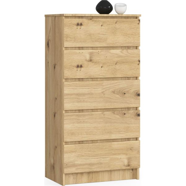 Akord Credenza 5 Cassetti Rovere Artigianale 60X40X121 Cm-image