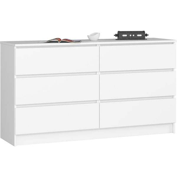 Akord Cassettiera 6 Cassetti Bianco 138X40X77 Cm-image