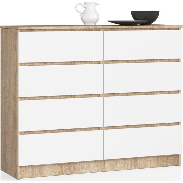Akord Cassettiera Rovere Sonoma/Bianco 120X40X99 Cm-image