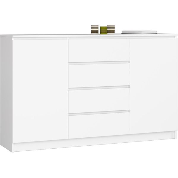 Akord Credenza 2 Ante 4 Cassetti Bianco 160X40X99 Cm-image