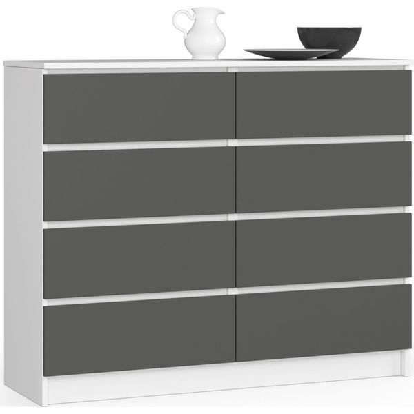 Akord Cassettiera Con Cassetti 120X40X99 Cm Bianco/Grigio Grafite-image