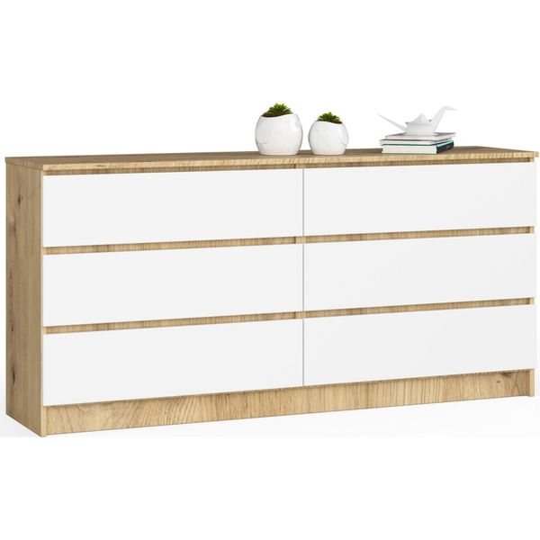 Akord Madia 6 Cassetti Rovere Artigianale Bianco 160X40X77-image