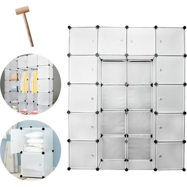 Tolletour Armadio Sistema Di Scaffalatura Fai Da Te Scaffale Stabile Scaffale A Innesto Armadio 20 Scatole/Bianco-image