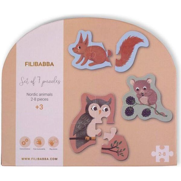Set Fililbaba Con 7 Puzzle, Nord. Mondo Animale-image