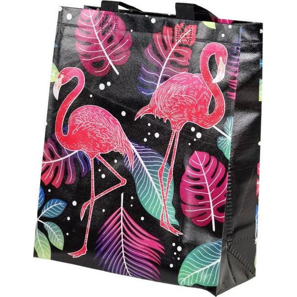 Borsa Regalo Flamingos Nera 30,5 Cm X 24,5 Cm X 10 Cm-image
