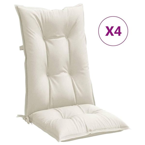 Vidaxl Cuscini Per Schienale Alto 4 Pz. Tessuto Melange Crema 120X50X7 Cm-image
