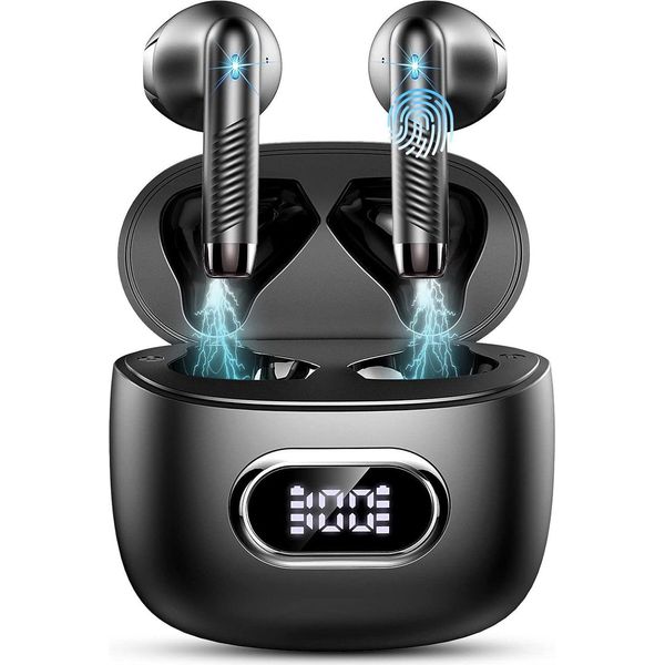 Bluetooth Senza Fili Con Doppio Microfono Enc, Cuffie 42H Con Bassi Profondi, Cuffie Senza Fili Con Cancellazione Del Rumore, Auricolari Impermeabili IP7, Display A Led-image
