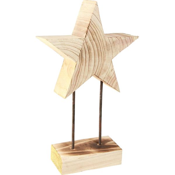 Stella In Legno Di Paulownia Su Base Decorazione Natalizia H48Cm-image