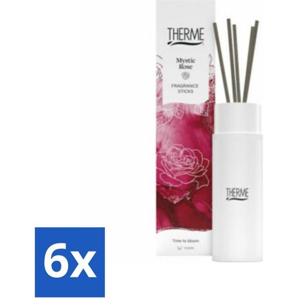 Therme - Mystic Rose - Profumo Per Ambiente Con Bastoncini Di Rattan - Profumo Di Lunga Durata - Aromatico - 100 Ml - Confezione Risparmio - 6 Pezzi-image