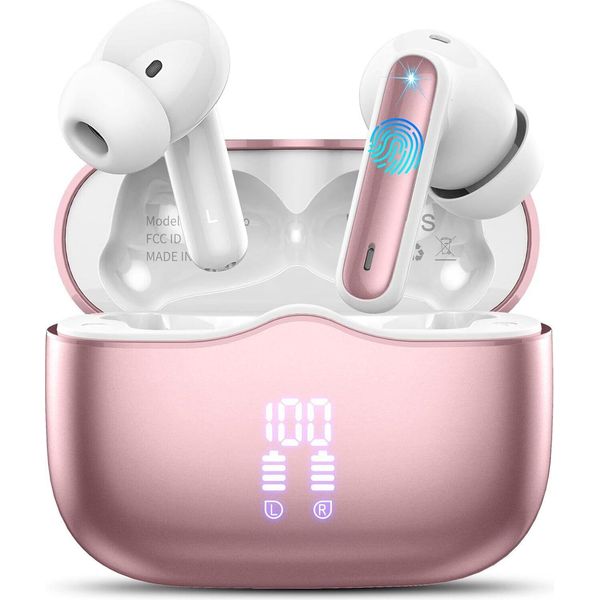 Bluetooth 5.3 In Ear Cuffie Con 4 Enc Noise Cancelling Mic, Cuffie Wireless Bassi Profondi Auricolari Senza Fili 40Hd, IP7 Auricolari Impermeabili-image