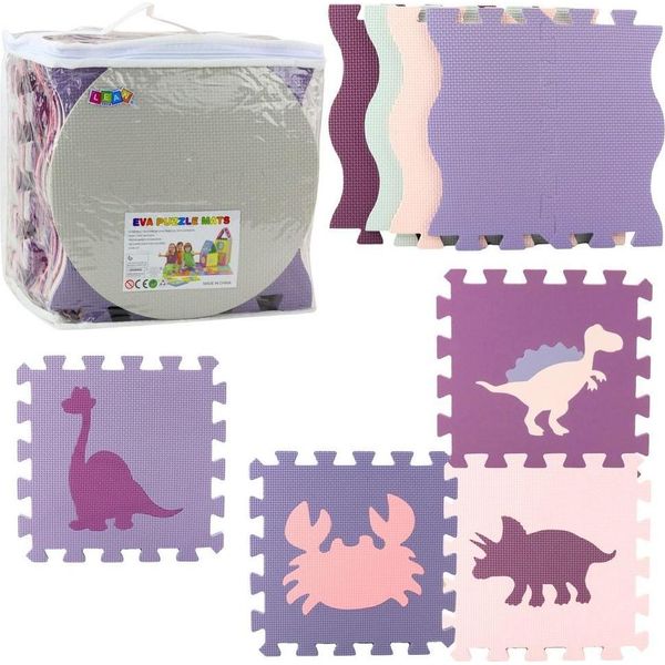 Morbido Puzzle Educativo In Schiuma Eva Rosa Viola 25 Pezzi-image