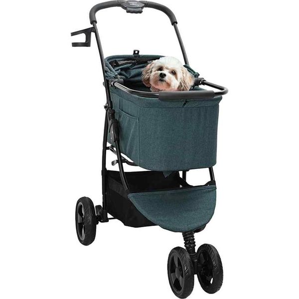 Vidaxl Carrello Pieghevole Per Animali Domestici Verde 78 X 54 X 101 Cm Poliestere-image