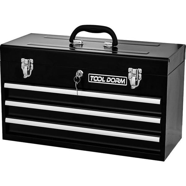 Cassetta Degli Attrezzi / Cassetta Degli Attrezzi In Metallo Con 3 Cassetti - 20,3 Pollici (Circa 51,5 Cm), Portatile, Nero-image
