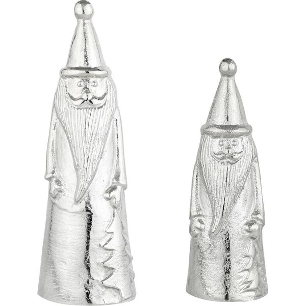 Set Di 2 Decorazioni Natalizie Marrakesh Babbo Natale Grande 27 E 19 Cm | Figura Decorativa Babbo Natale In Alluminio Argentato | Supporto Moderno Babbo Natale Per Mensola E Davanzale | Decorazione Invernale Scandinava Per La Tavola-image
