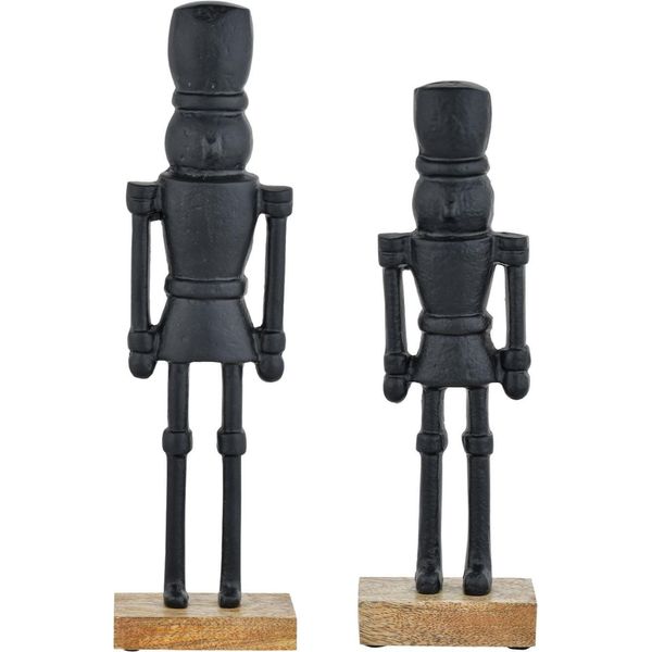 Set Di 2 Figurine Schiaccianoci Marrakesh Nere 32 E 22 Cm | Nobile Decorazione Natalizia Da Tavolo In Alluminio | Decorazione Moderna Da Appoggio Come Decorazione Davanzale | Decorazione Scandinava Per L'avvento Da Tavolo E Davanzale-image