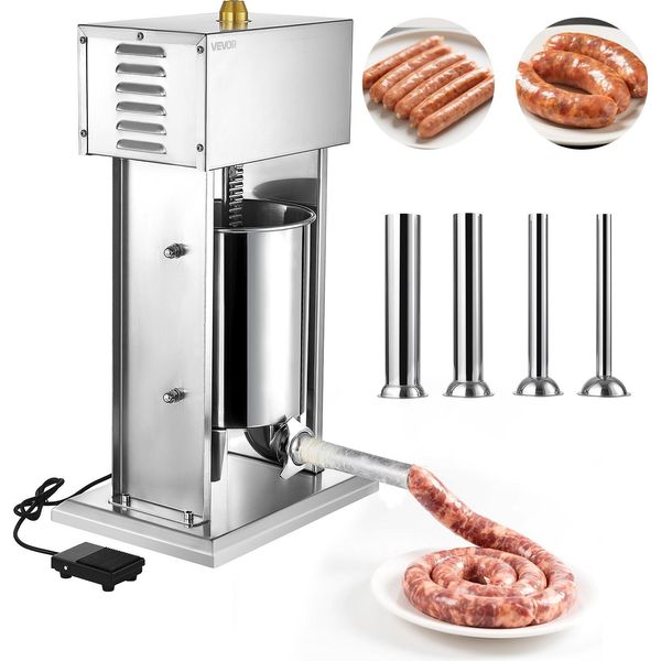Vevor Insaccatrice Elettrica 10 Litri Insaccatrice Per Salsicce Insaccatrice Per Carne Con Regolazione Continua Della Velocità E Pedale, Insaccatrice In Acciaio Inox Ad Alte Prestazioni Con 4 Tubi Di Riempimento Per Salsicce, Insaccatrice Per Carne-image