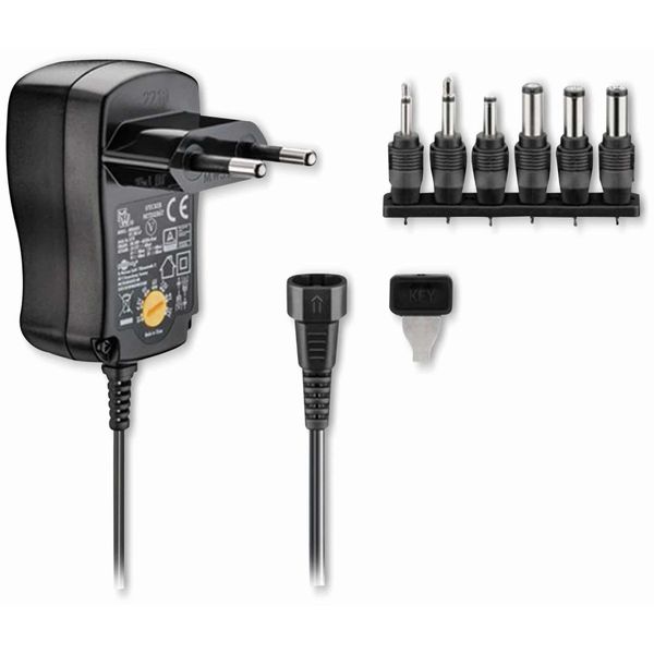 Goobay Adattatore Di Rete Universale 3/12 V Incl. 6 X Adattatore Dc Max. 7,2 W E 0,6 A Nero 1,8 M (1 Scatola Pieghevole)-image