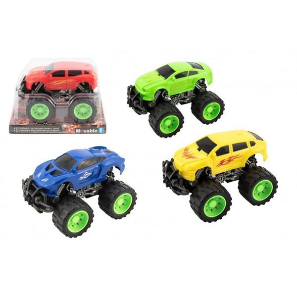 Auto Fuoristrada Ruote Grandi In Plastica 13 Cm Su Volano 4 Colori In Blister-image