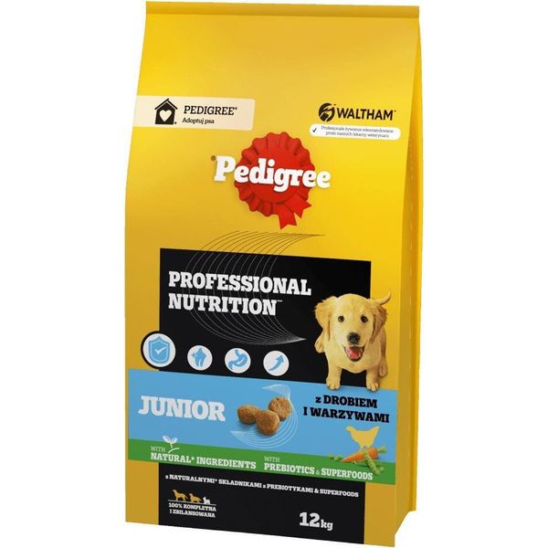 Pedigree Professional Nutrition Junior Con Pollame E Verdure 12 Kg Cibo Secco Per Cuccioli E Cani Giovani-image