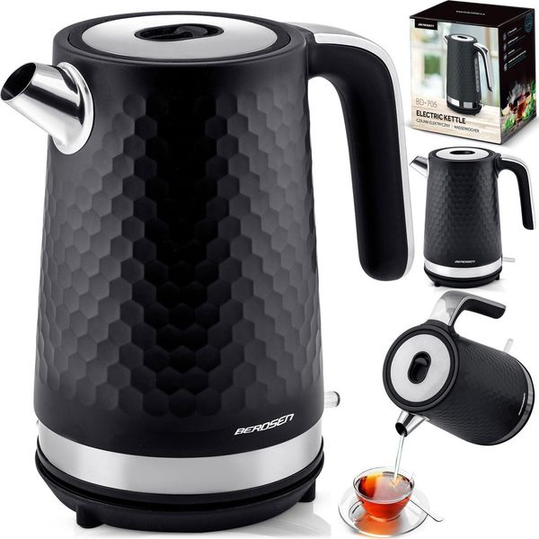 Bollitore Elettrico 1,7 L Berdsen BD-705 Nero-Argento-image