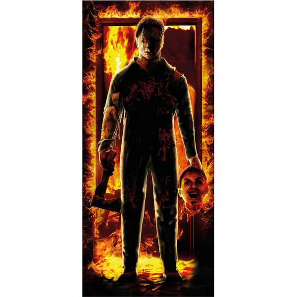 Poster Per Porta Zombie Halloween Decorazione Inquietante Effetto Horror Spavento Atmosfera Inquietante Copriporta Design Realistico Dettagli Spaventosi, Colore: Grigio-image
