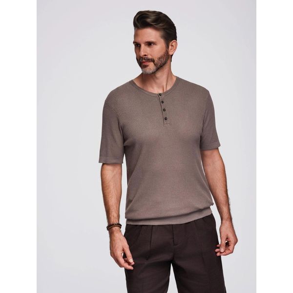 T-Shirt In Maglia Color Ombre Con Bottoni Sulla Scollatura, Color Cenere Xl-image