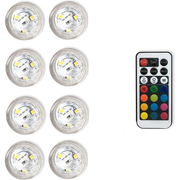 Inf Luci Led Impermeabili Con Telecomando - 8 Luci A Colori Cangianti-image