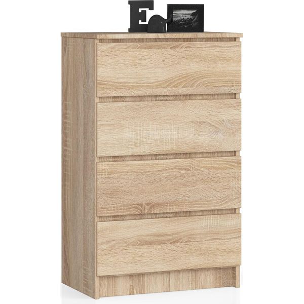 Comò K60 Quercia Sonoma 60 Cm Con 4 Cassetti E Montaggio Facile-image