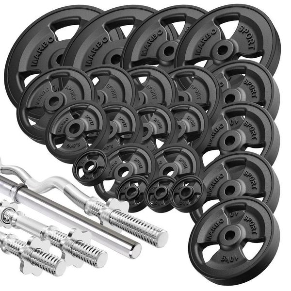 Marbo Sport Set Di Piastre Gommate Tri-Grip 172 Kg-image