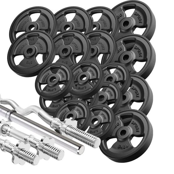 Marbo Sport Manubri Gommati Tri-Grip Set Di Piastre Per Pesi 113 Kg-image